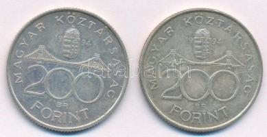 1994. 200Ft Ag "Deák" (2x) T:1- kis patina Adamo F13.1