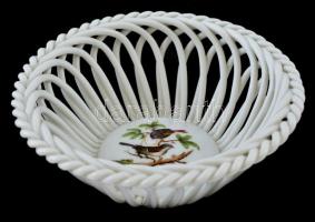 Herendi Rotschild mintás fonott kosár. Kézzel festett, jelzett, hibátlan. d: 12 cm