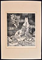 Badacsonyi Sándor (1949-2016): Homérosz Odyssea II.. Rézkarc, papír, paszpartuban, jelzett, számozot...