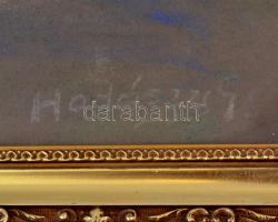 Hodászy Gábor (1905-?): Falu. Pasztell, papír. Jelzett. Üvegezett keretben. 50x60 cm