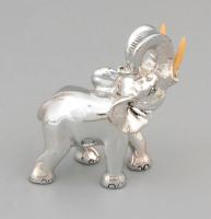 De Marco ezüstözött elefánt figura. eredeti dobozában, leírással. 8 cm