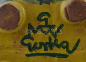 Gorka Géza jelzéssel: Hamuzótálka. Kézzel festett mázas kerámia, jelzett, apró lepattanással, 16 cm