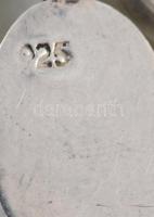 Ezüst(Ag) piros zománccal díszített fülbevalópár, függővel, jelzett, fém sróffal, bruttó: 3,1 g