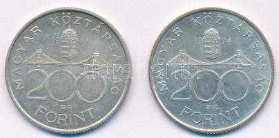 1994. 200Ft Ag "Deák" (2x) T:1- kis patina Adamo F13.1