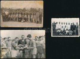 cca 1914-1959 6 db fénykép labdarúgó csapatokról, fotók, fotólapok, változó állapotban, az egyik fol...