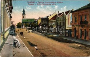 Zombor, Sombor; Kralja Aleksandra ulica / street / utca + 1941 Zombor visszatért So. Stpl
