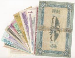 15db-os vegyes magyar és külföldi bankjegy tétel, közte Oroszország, Szingapúr, Kirgizisztán T:I-III...
