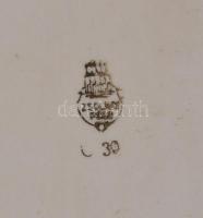 Zsolnay porcelán süteményes tál, matricás, jelzett, kopásnyomokkal, 42×16 cm