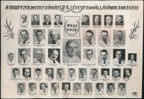 1945, 1957 A Bajcsy-Zsilinszky Kórház és a Szatmárnémeti Áll. Magy. Főgimnázium tablóképe, 2 db, felületükön törésnyomokkal, 15×22 és 16×23 cm
