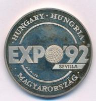 Lebó Ferenc (1960-) 1992. Expo 92 Sevilla - Magyarország / Európában, Európáért jelzett Ag emlékérem (31,17g/0.925/42,5mm) T:1- (eredetileg PP)