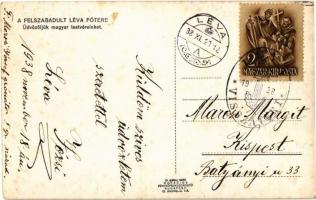 Léva, Levice; Fő tér, Üdvözöljük magyar testvéreinket! bevonulás, piac, Singer, Ignác Trebitsch, Pál...