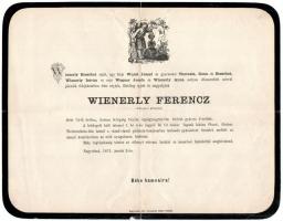 1871 Nagyvárad, Wienerly Ferenc debreceni polgár halálozási értesítője, 1871. jan. 2.