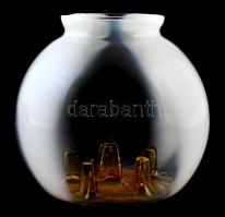 Fújt, formázott üveg váza m: 15 cm