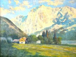 Jelzés nélkül: Alpesi táj. Olaj, vászon. 58x79 cm Keretben