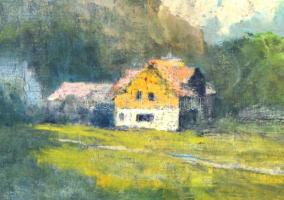 Jelzés nélkül: Alpesi táj. Olaj, vászon. 58x79 cm Keretben