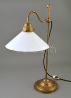 XX. sz. eleje: Íróasztali lámpa. Nagy méretű. Réz, üveg. Hibátlan. 57 cm