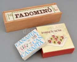 Fa dominó, kártya, ivós amőba eredeti dobozában