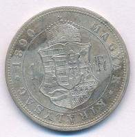1890KB 1Ft Ag "Ferenc József / Fiume címer" T:2- patina Adamo M15