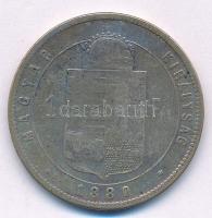 1880KB 1Ft Ag "Ferenc József / Középcímer" T:3 Adamo M15