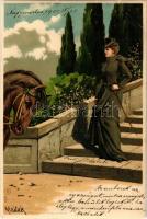 1902 Lady with horse. Winkler u. Voigt 4831. litho s: Mailick (glue marks)