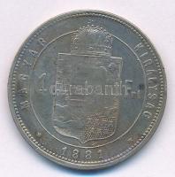 1881KB 1Ft Ag "Ferenc József / Középcímer" T:2- patina Adamo M15