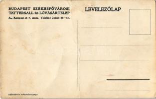 Budapest VIII. Székesfővárosi Tattersall és Lóvásártelep (Nemzeti Lovarda) reklámlapja. Kerepesi út ...