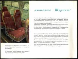 cca 1960 Reiseautobus Tourist, német nyelvű autóbusz ismertető, a hátsó borító és az utolsó lap sérü...