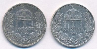 1893-1895. 1K Ag "Ferenc József" (2xklf) T:3 
Adamo K5