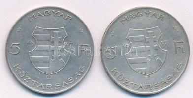 1947. 5Ft Ag "Kossuth" (2x) T:2,2- kis patina kis ph. Adamo F8.1