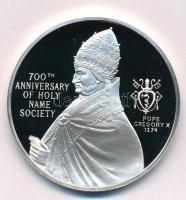 1974. 700th anniversary of Holy Name Society - Pope Gregory X. 1274 / HNS - Hallowed be thy name Ag ezüstérem kapszulában (24,83g/0.925/39mm) T:PP 1974. 700th anniversary of Holy Name Society - Pope Gregory X. 1274 / HNS - Hallowed be thy name Ag commemorative coin in capsule (24,83g/0.925/39mm) C:PP