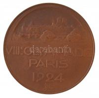 Franciaország 1924. "VIII. Olimpiai Játékok - Párizs" kétoldalas Br emlékérem, eredeti tok...