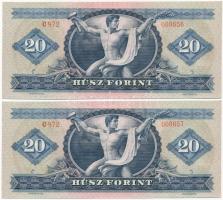 1969. 20Ft (2x) sorszámkövető T:I- papírránc Adamo F15