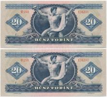 1969. 20Ft (2x) sorszámkövető T:I- nyomdai festékfolt Adamo F15