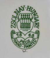 Zsolnay pillangó mintás bonbonniere. Kézzel festett, jelzett, mázhibákkal  8x8 cm