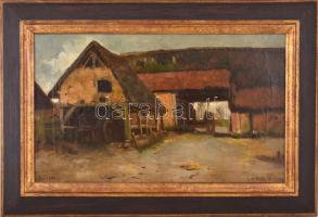 L. M. Webb jelzéssel: Tanya udvar. Olaj, vászon, keretben, 33x54,5 cm