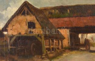 L. M. Webb jelzéssel: Tanya udvar. Olaj, vászon, keretben, 33x54,5 cm