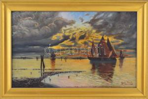 Holst jelzéssel: Vitorlások. Olaj, vászon, keretben, 33x54 cm