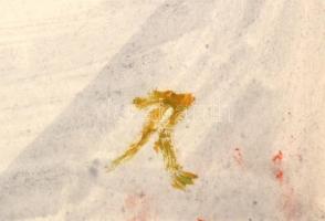 Rácz András (1926-2013): Kompozíció. Lavírozott tus, akvarell, papír, jelzett, 27x29,5 cm