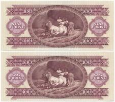 1992. 100Ft (2x) sorszámkövető T:I-, papírránc