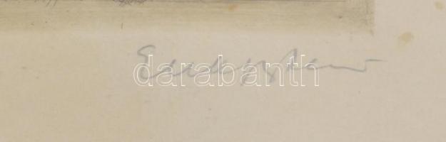 Olvashatatlan jelzéssel: Horgászok. Színes rézkarc, papír, jelzett, üvegezett, hibás keretben, 23x33...