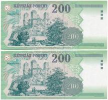 1998. 200Ft "FD" (2x) sorszámkövetők T:I