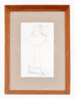 Kazovszkij jelzéssel: Kompozíció. Golyóstoll, papír, üvegezett keretben, 20x12 cm