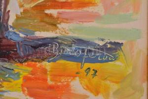 Biró Ferenc (1921-2001): Virágcsendélet, olaj, farost, jelzett, keretben, 69×49 cm