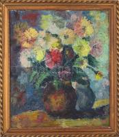 Biró Ferenc (1921-2001): Virágcsendélet, olaj, vászon, jelzett, keretben, 58×50,5 cm