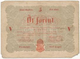 1848. 5Ft Kossuth bankó vörösesbarna T:III- fo., lyuk Adamo G109