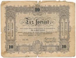 1848. 10Ft Kossuth Bankó T:III- fo, lyuk, tűlyuk Adamo G111