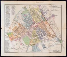 cca 1920-1930 Kecskemét törvényhatósági jogú város térképe, Kiadja a Magyar Földrajzi Intézet, 1:10000, tetején tollal írt bejegyzéssel, 45x54 cm, szakadt