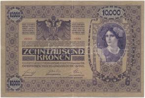 1918. 10.000K piros "MAGYARORSZÁG" felülbélyegzéssel T:III lyuk Adamo K40