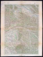 cca 1930 Szombathelyt topográfiai térkép, 1:200000, ca.61,5x47 cm, szakadt, ragasztott