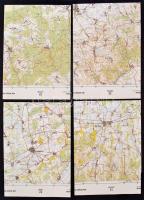 cca 1983 Szigetvár, Veszprém, Sárvár, Dombóvár 4 db topográfiai térkép, 1:100000, ca. 48,5x58 cm